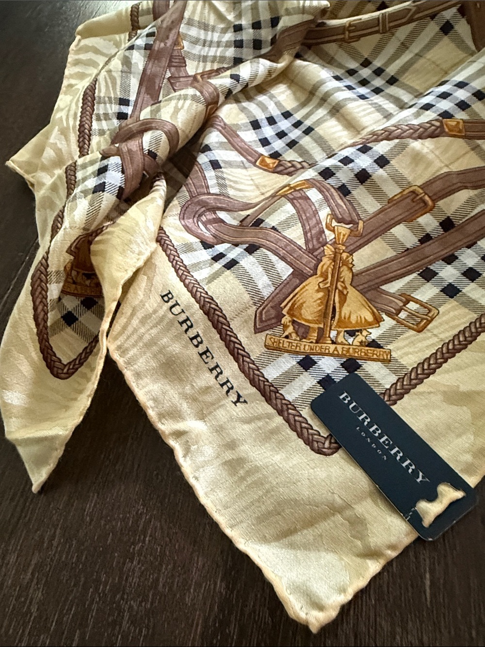 NWT BURBERRY SILK Cotton
Scarf 22.5” WARM BUTTER Black Brown Gold Ivory Jacquard
